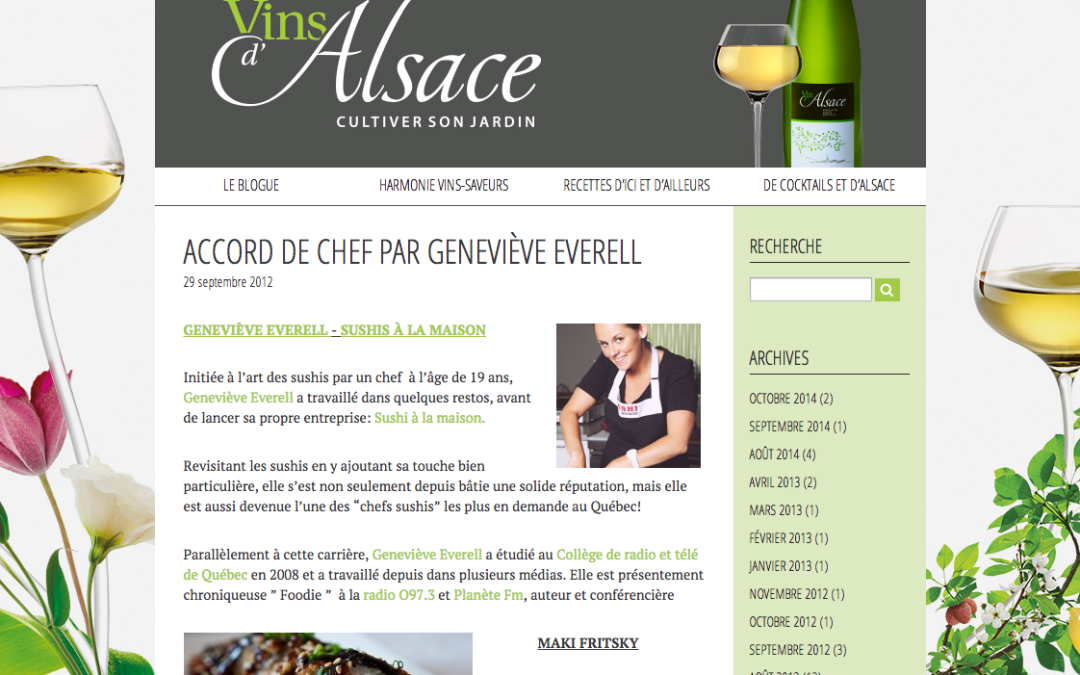 Recette de Geneviève Everell sur le site “Alsace Au Menu”