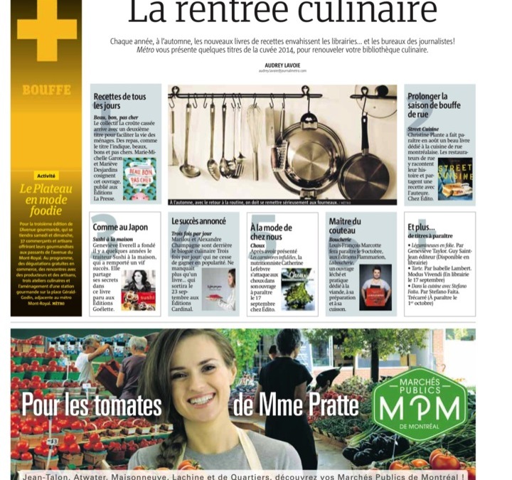 Le livre “Sushi à la maison” dans le journal métro