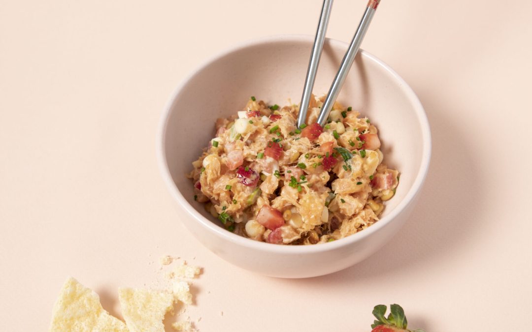 Tartare de duo de saumon, tortillons et fraises