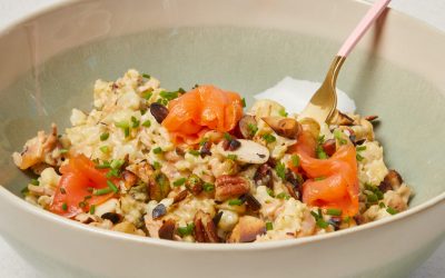 Risotto de chou-fleur pesto et saumon (recette du magazine #4)