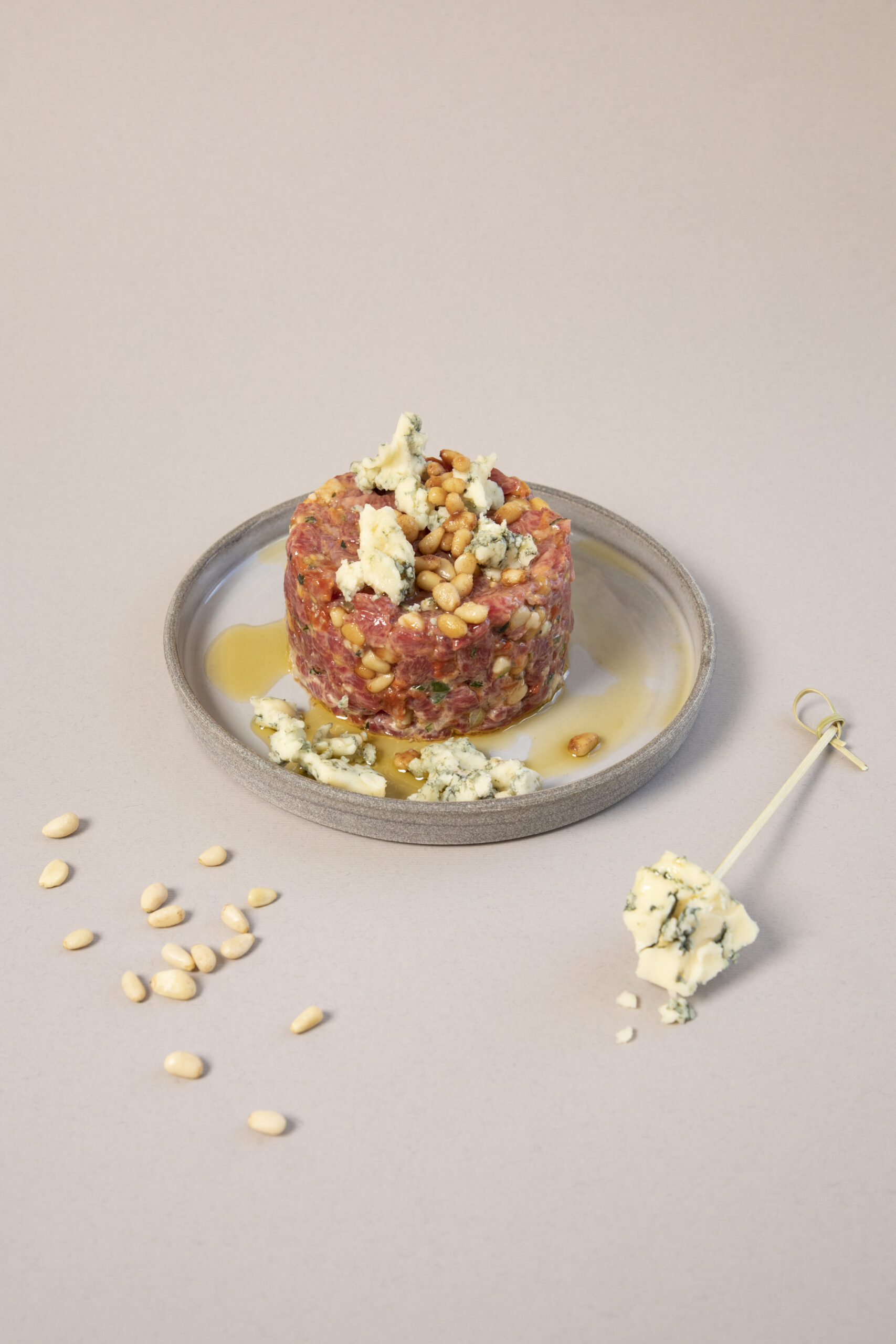 Tartare de bœuf, chorizo et fromage bleu